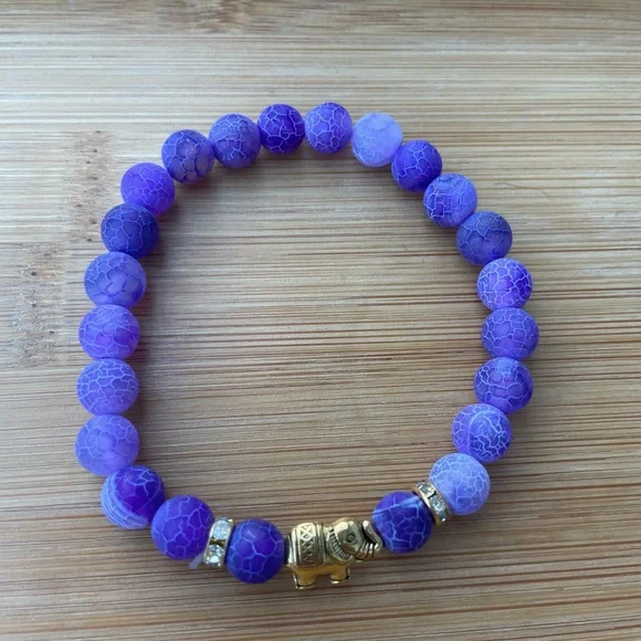 Amethyst Stone Gold Elephant Bracelet - Picture 5 of 6